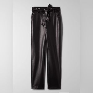 NWT Aritzia Babaton Belted Vegan Leather Pants - Black (Size 6)